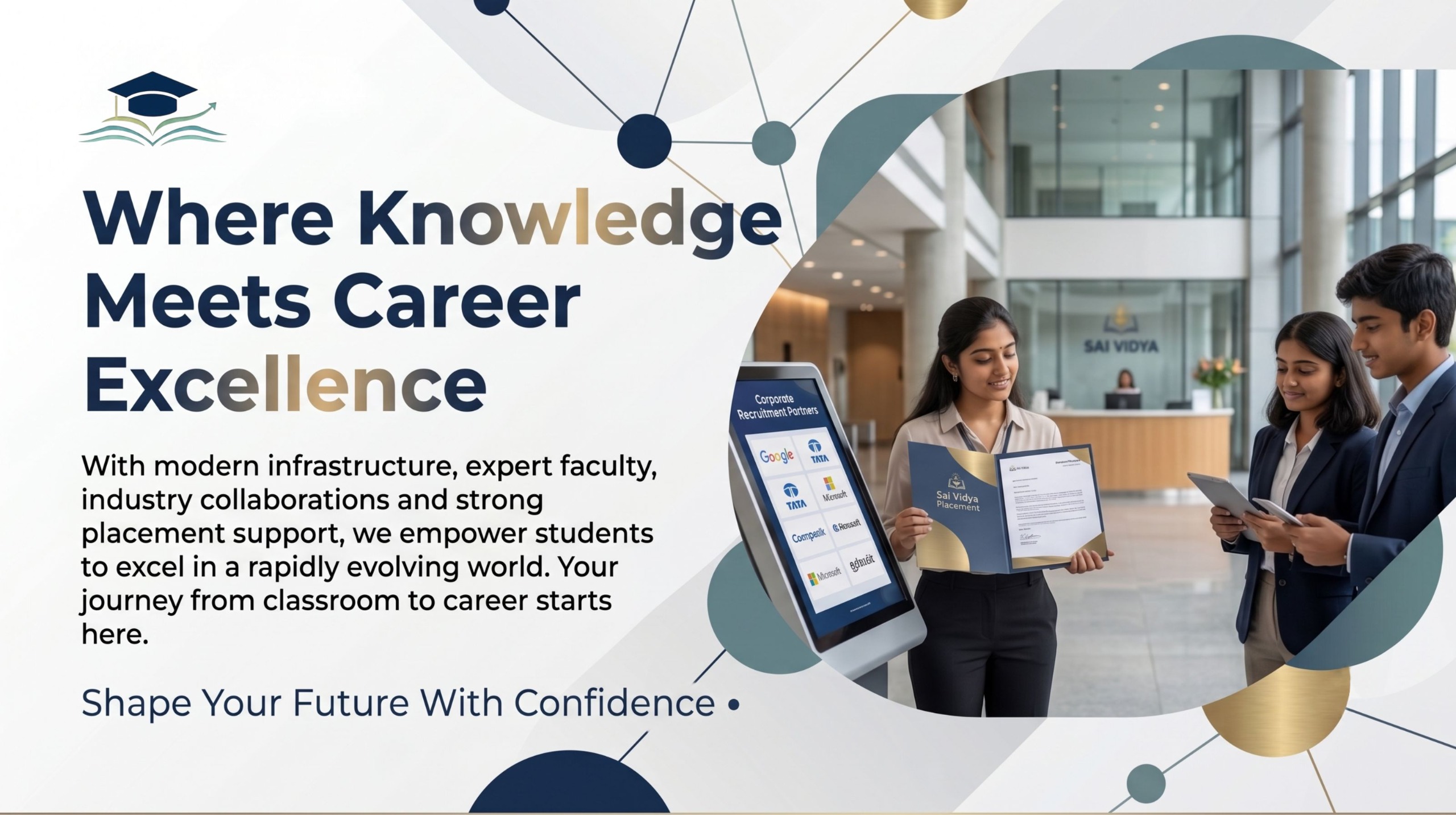 Where Knowledge Meets Career Excellence — modern infrastructure, expert faculty, industry collaborations and strong placement support.